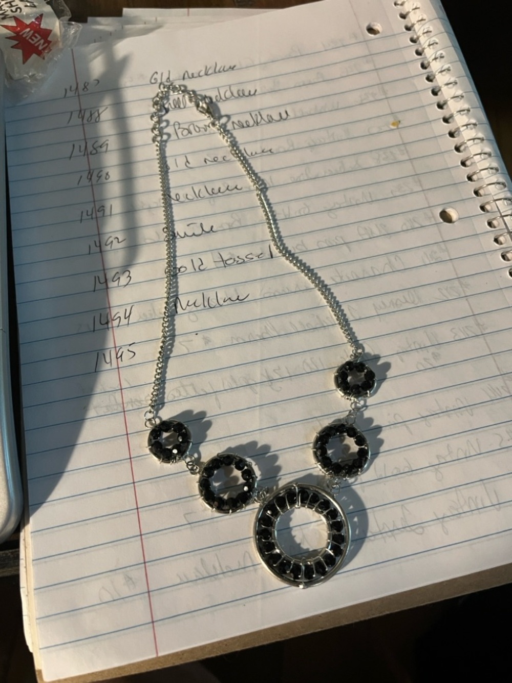 Silver-tone Necklace with Black Crystal Accents - Women Jewelry 1498